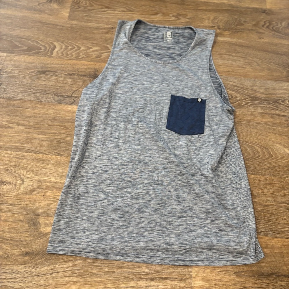 Born Primitive Athleisure Pocket Tank Men’s XL Heather Gray Navy Gym Training